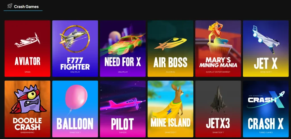 RedNeck Spins Casino crash games selection including Aviator Jet X and Balloon