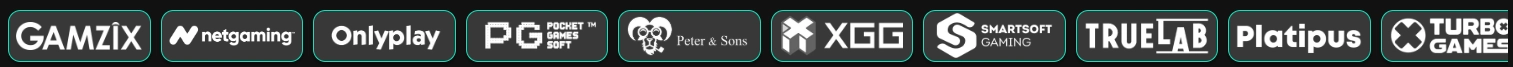 RedNeck Spins Casino game providers logos including Gamzix, NetGaming, Onlyplay and others
